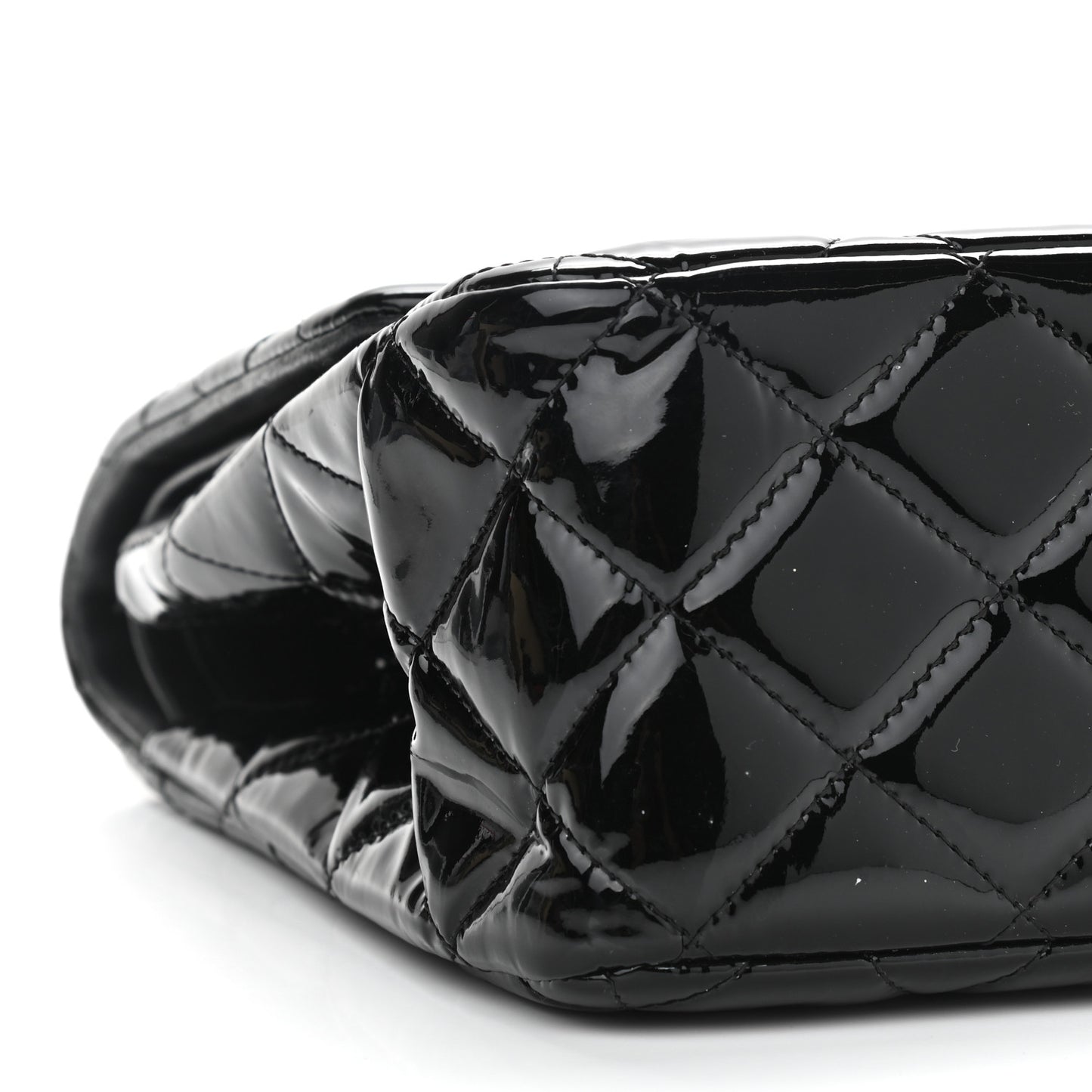 Patent Quilted Jumbo Double Flap Black