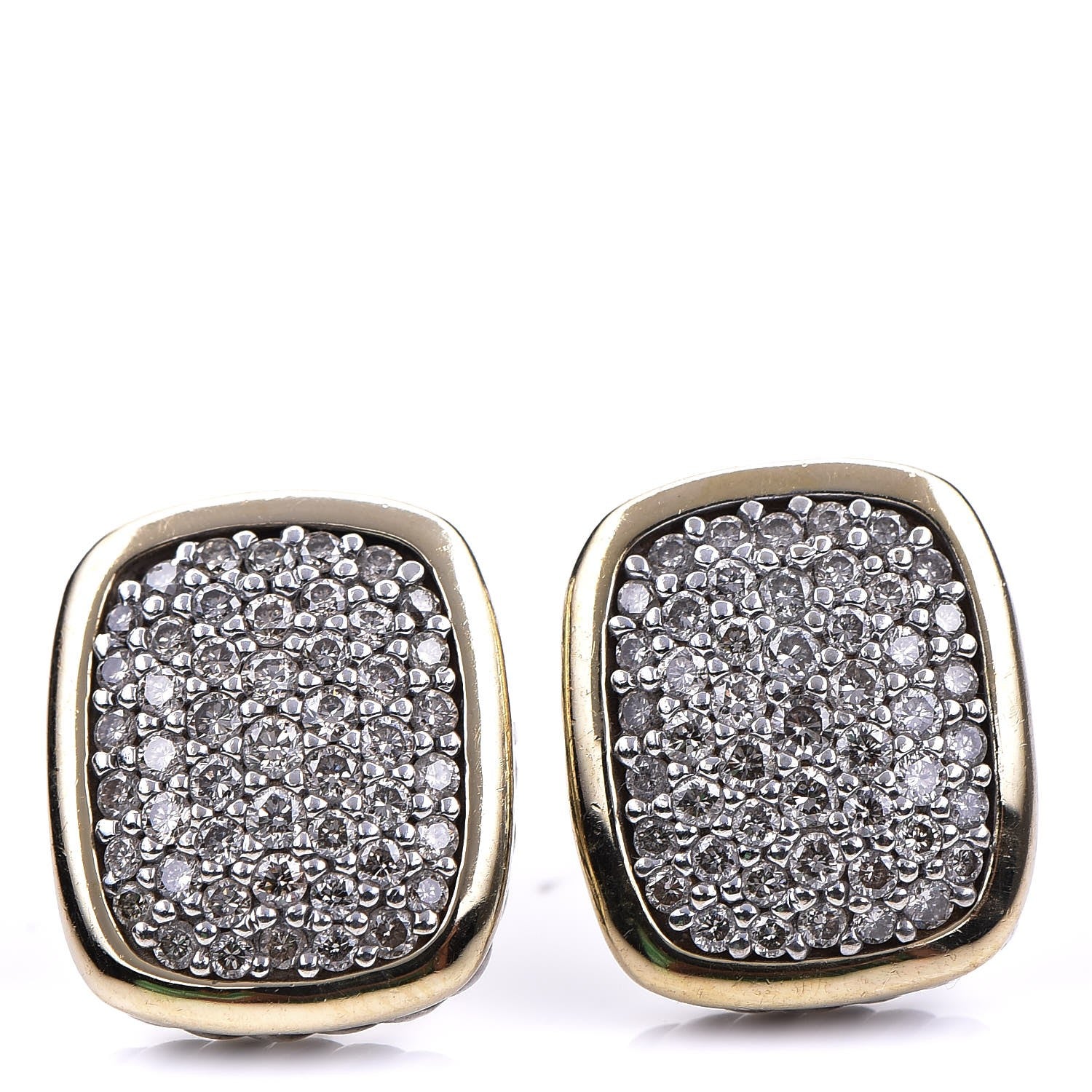 David Yurman Sterling Silver 18K Yellow Gold Diamond Noblesse Stud Earrings 1 of 4