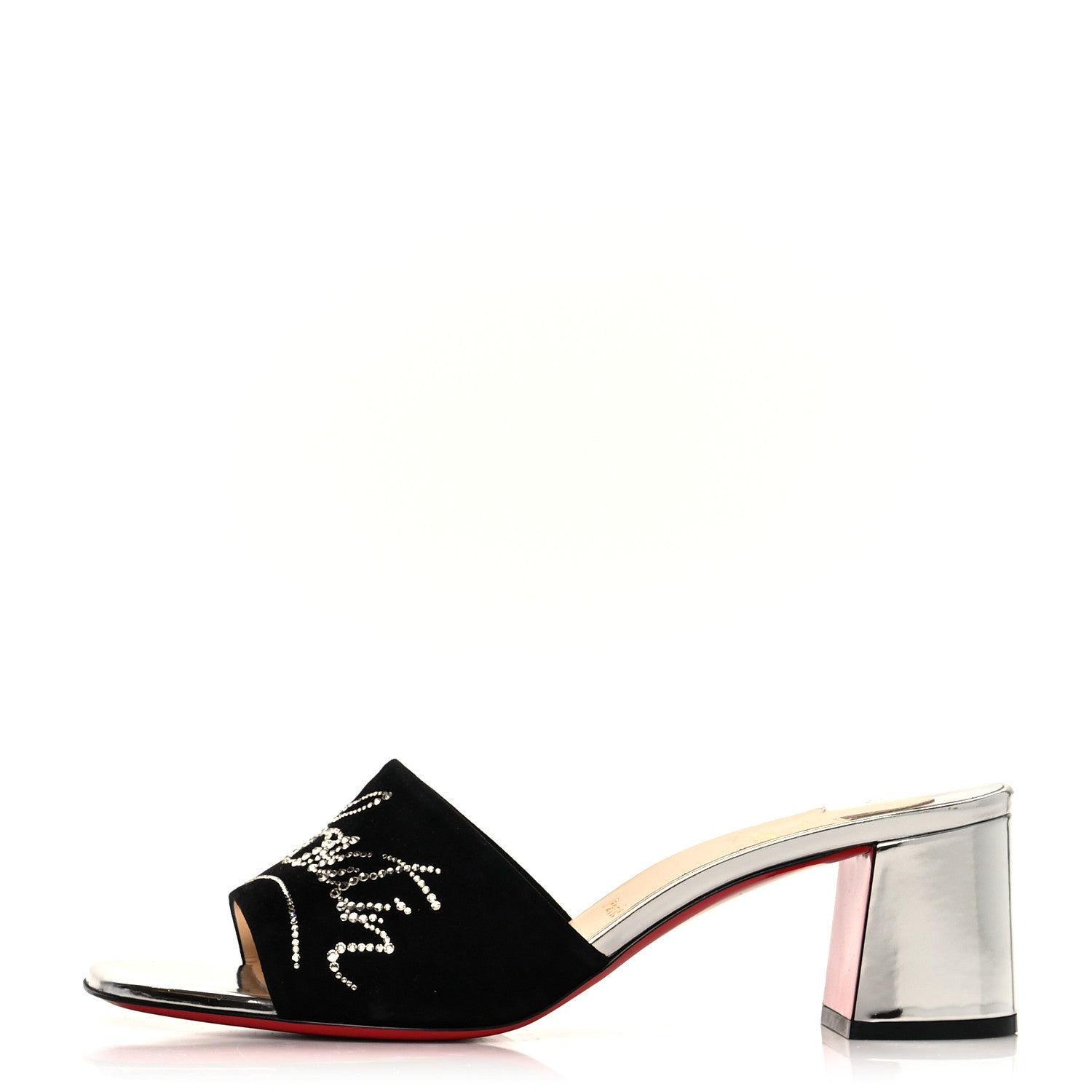 Christian Louboutin Veau Velours Specchio Dear Home 55 Sandals 41 Black Crystal 1 of 8