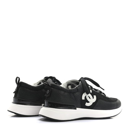 Chanel Calfskin Mesh Lycra Suede Womens Logo Sneakers 38.5 Black 4 of 7