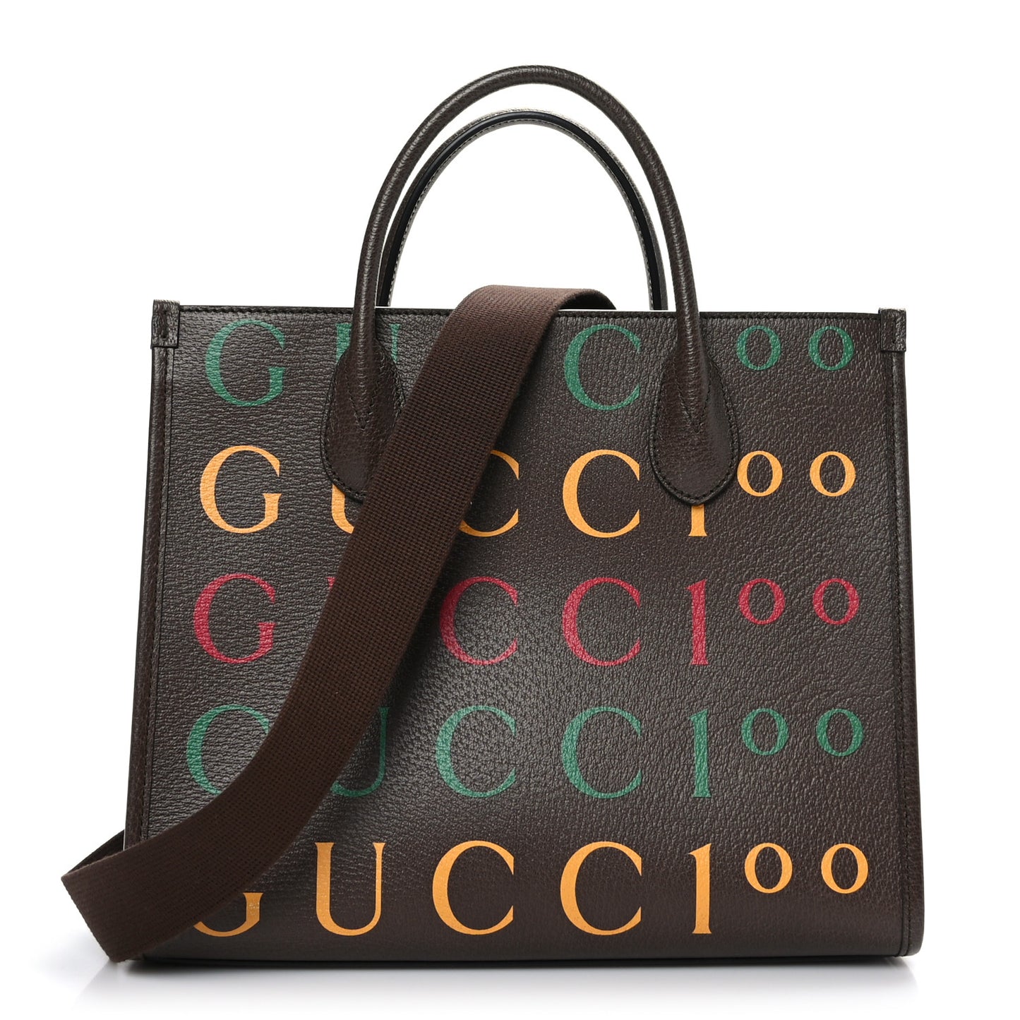 Textured Dollar Calfskin Gucci 100 Small Tote Bag New Acero Multicolor