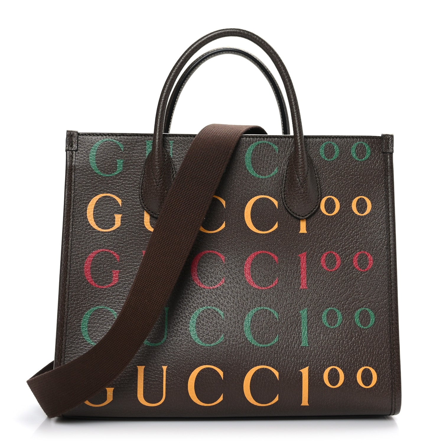 Gucci Textured Dollar Calfskin Gucci 100 Small Tote Bag New Acero Multicolor 1 of 8