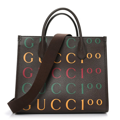 Gucci Textured Dollar Calfskin Gucci 100 Small Tote Bag New Acero Multicolor 1 of 8