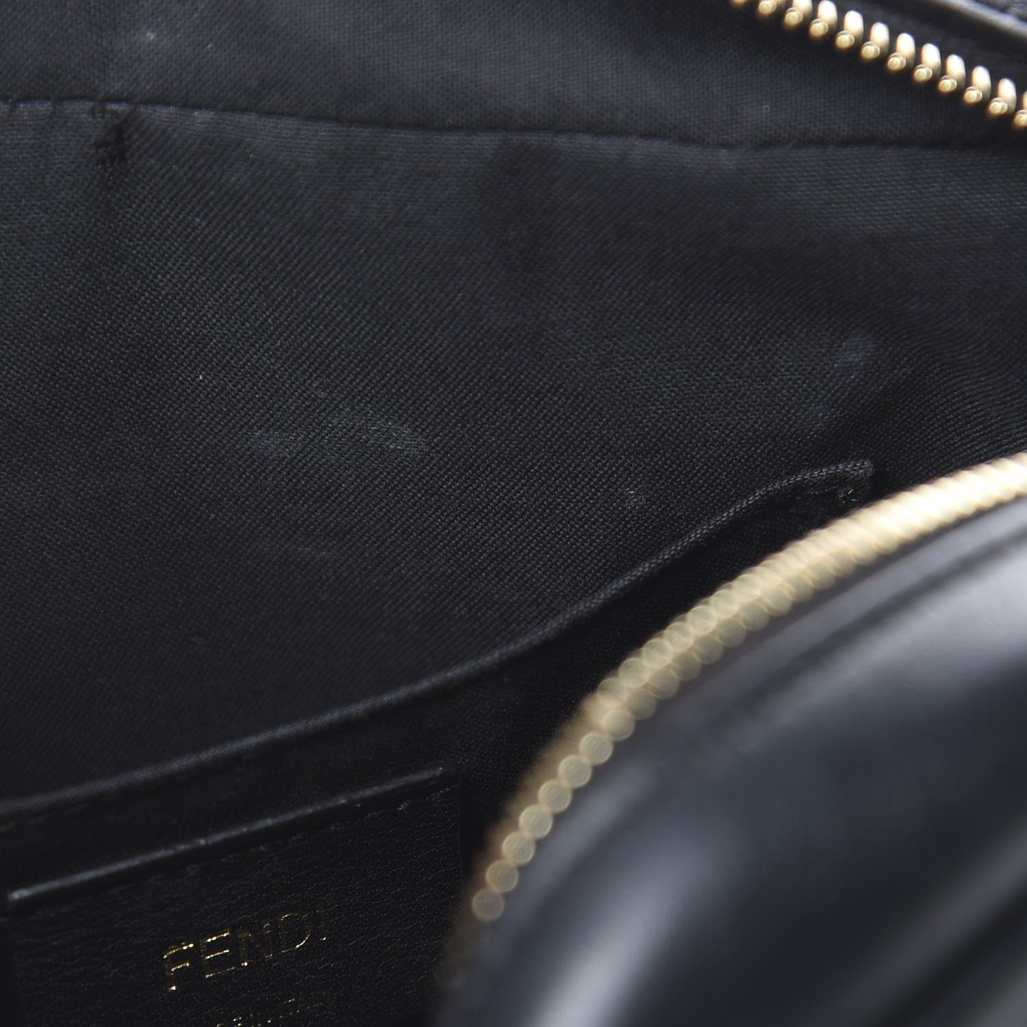 Fendi Glazed Fabric Vitello Century FF 1974 Stamp Patch Camera Case Mogano Panna Black 10 of 11