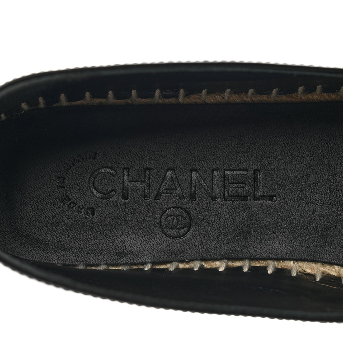 Patent Calfskin Crystal CC Espadrilles 37 Black