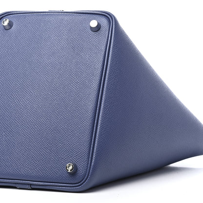 Hermes Epsom Tressage De Cuir Picotin Lock 18 PM Bleu Brighton Capucine Bleu Saphir 9 of 9