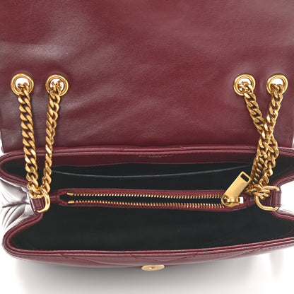 Saint Laurent Calfskin Y Quilted Monogram Small Loulou Chain Satchel Dark Legion Red 5 of 11