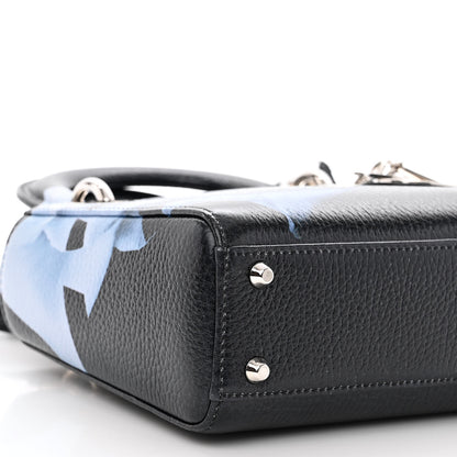 Christian Dior Deerskin Floral Printed Mini Lady Dior Black Blue 8 of 10