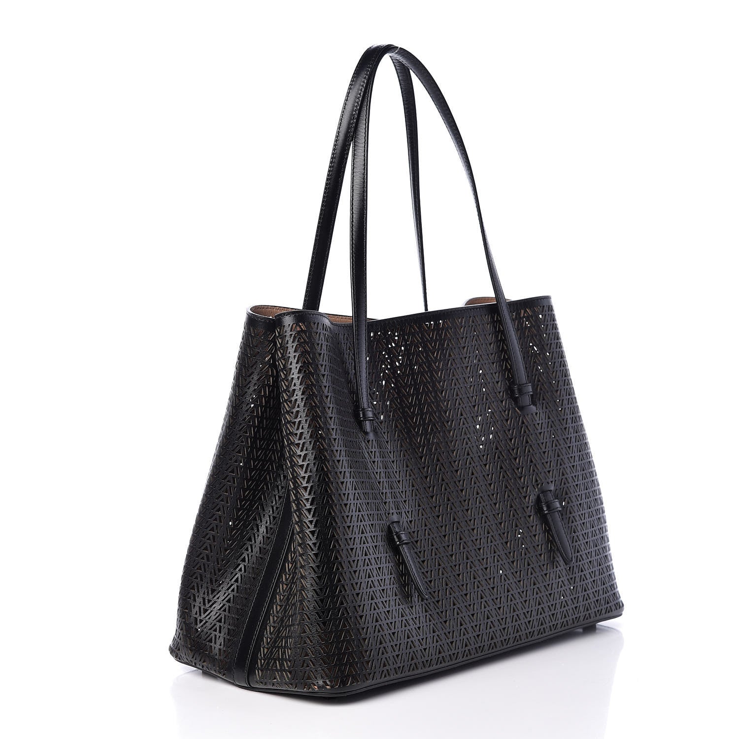 Alaia Lux Calfskin Zig Zag Laser Cut Mina 32 Bag Black 4 of 10