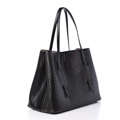Alaia Lux Calfskin Zig Zag Laser Cut Mina 32 Bag Black 4 of 10