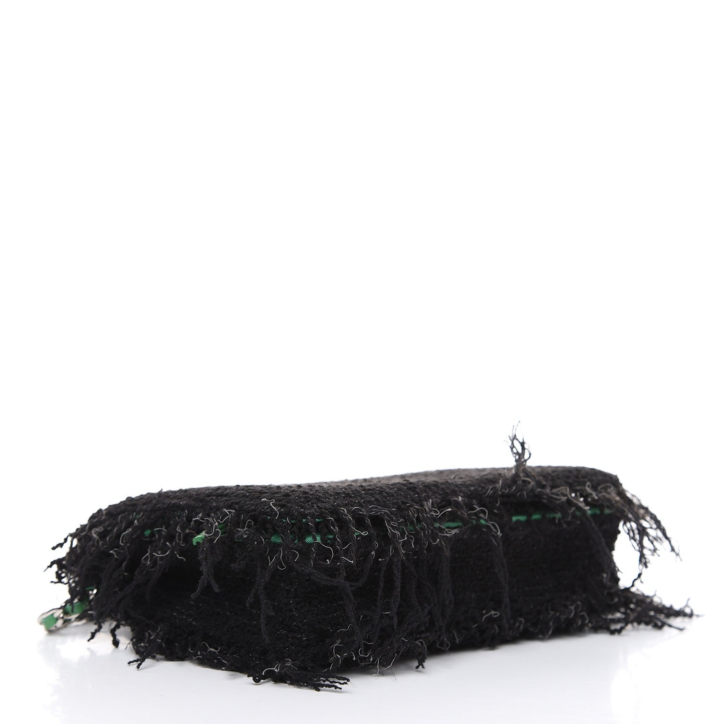 Tweed Fringe Wallet On Chain WOC Black Green