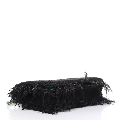 Chanel Tweed Fringe Wallet On Chain WOC Black Green 4 of 11