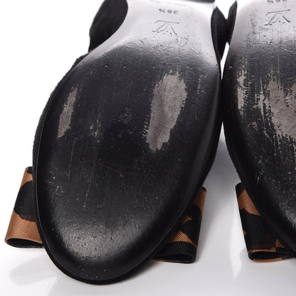 Louis Vuitton Suede Satin Leopard Mimi Bow Ballerina Flats 38.5 Black 11 of 13