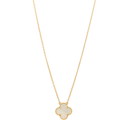 Van Cleef & Arpels 18K Yellow Gold Mother of Pearl Vintage Alhambra Pendant Necklace 1 of 5