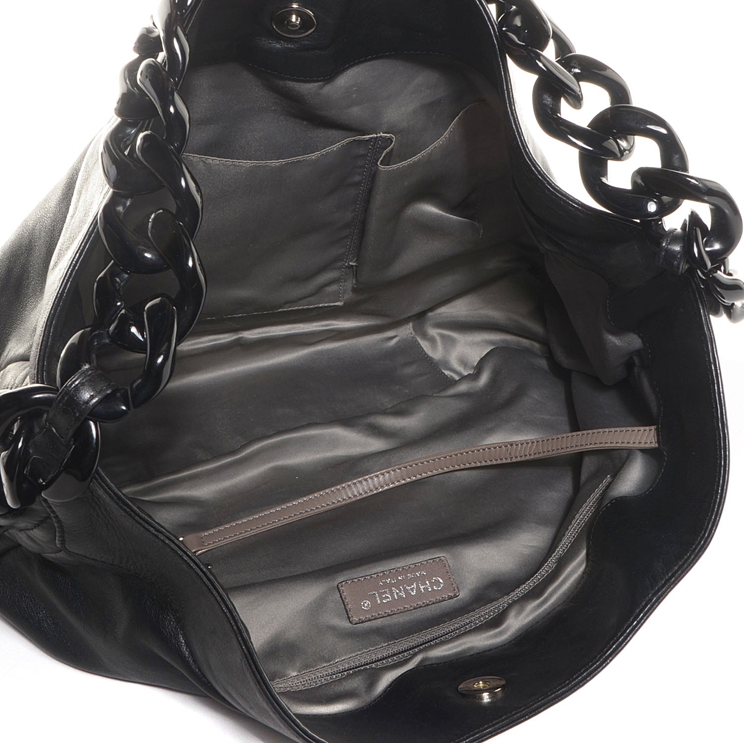 Chanel Calfskin Modern Chain Rhodoid Hobo Black 5 of 9