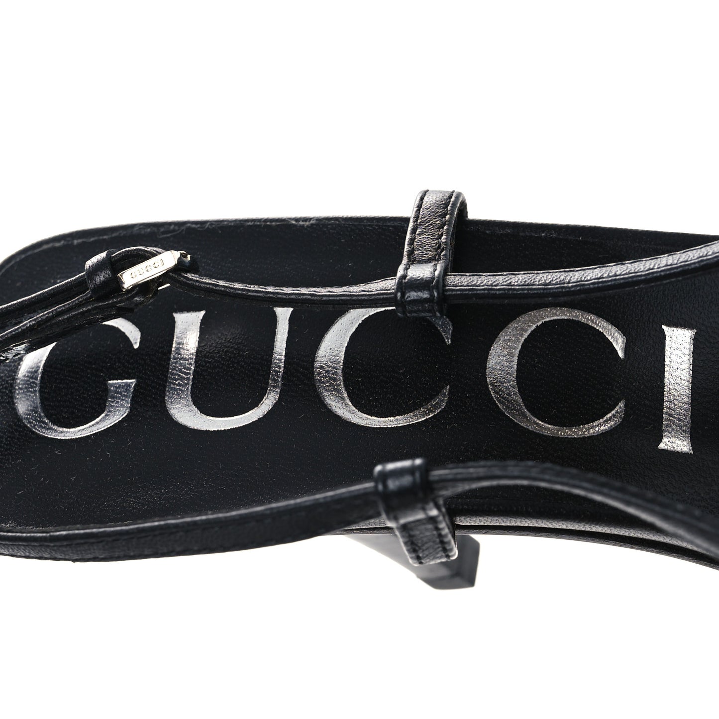 Tela Retino Nappa Charlotte Crystal GG Monogram Square G 75mm Slingback Pumps 37 Black