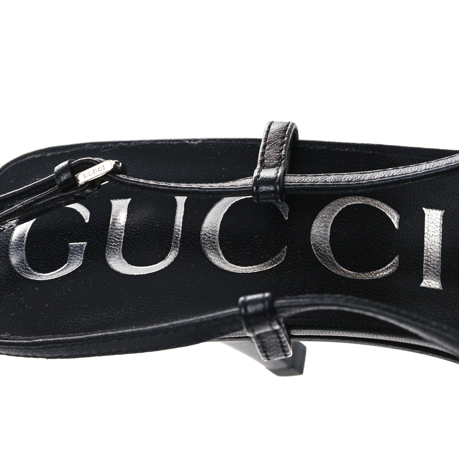 Gucci Tela Retino Nappa Charlotte Crystal GG Monogram Square G 75mm Slingback Pumps 37 Black 9 of 12