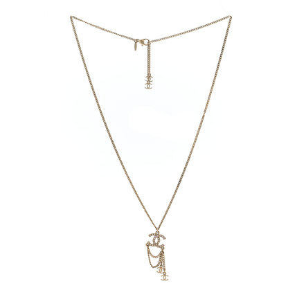 Chanel Pearl Crystal CC Chain Necklace Gold Pink 3 of 6