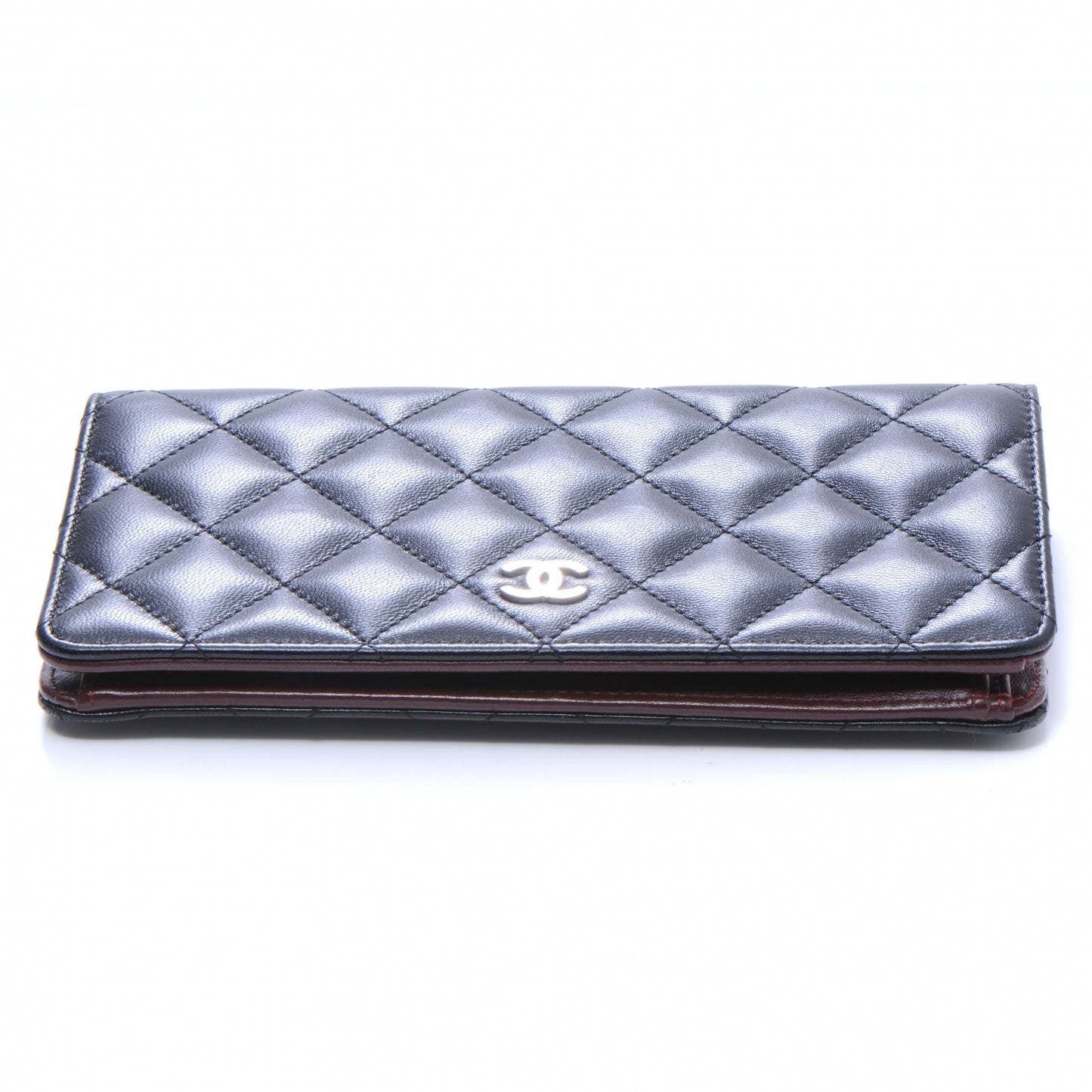 Lambskin Quilted Yen Wallet Black
