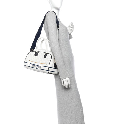 Christian Dior Perforated Calfskin Medium Dior Vibe Classic Bowling Bag White 2 of 13