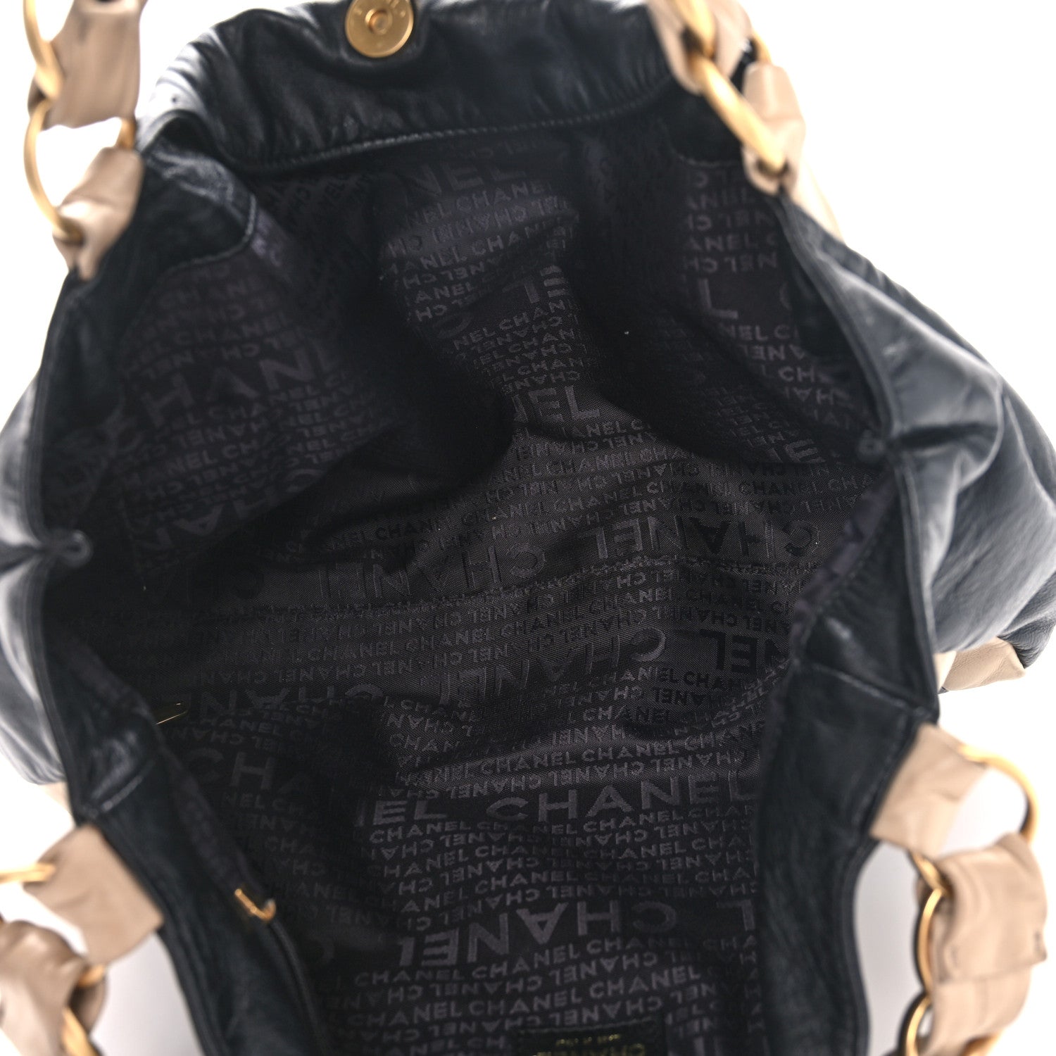 Chanel Lambskin Small Olsen Shoulder Bag Black Beige 5 of 15