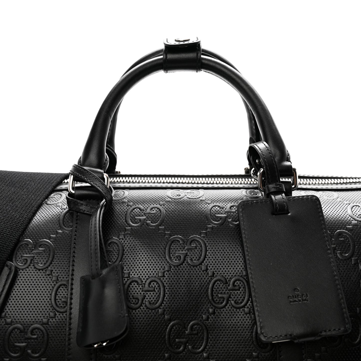 Calfskin GG Tennis Embossed Duffle Bag Black
