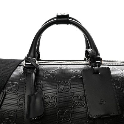 Gucci Calfskin GG Tennis Embossed Duffle Bag Black 6 of 10