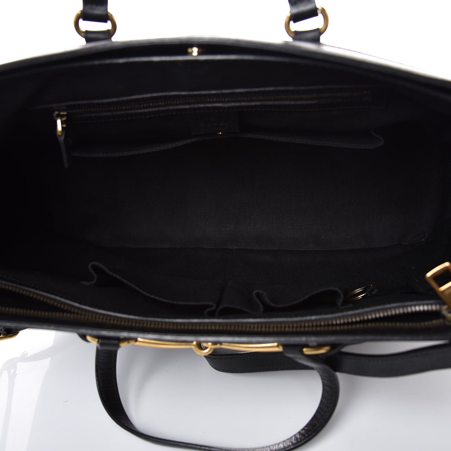 Textured Calfskin Large Bright Bit Tote Black