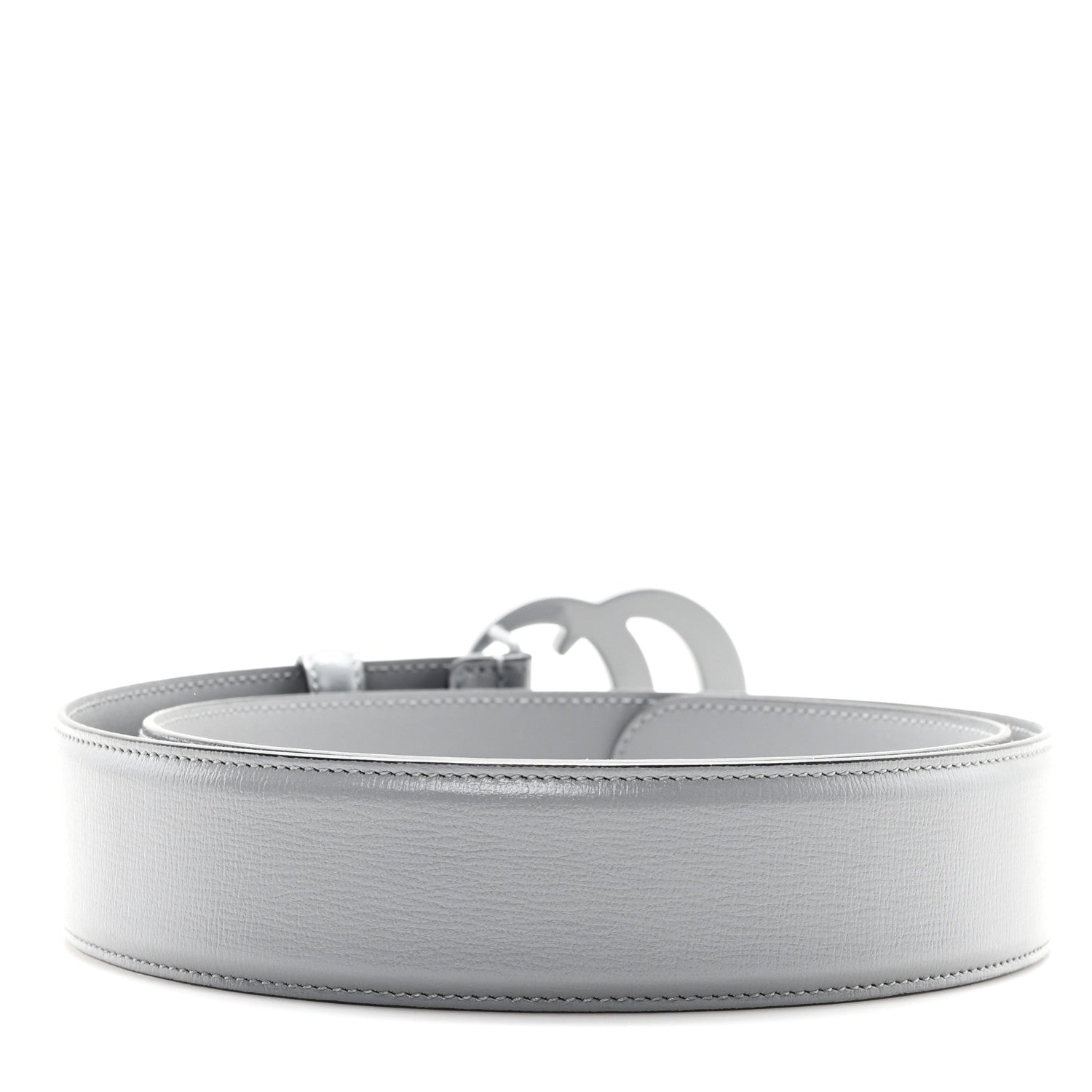 Gucci Azalea Calfskin Enamel Monochrome Double G 30mm 90 36 Belt Deep Grey 2 of 4