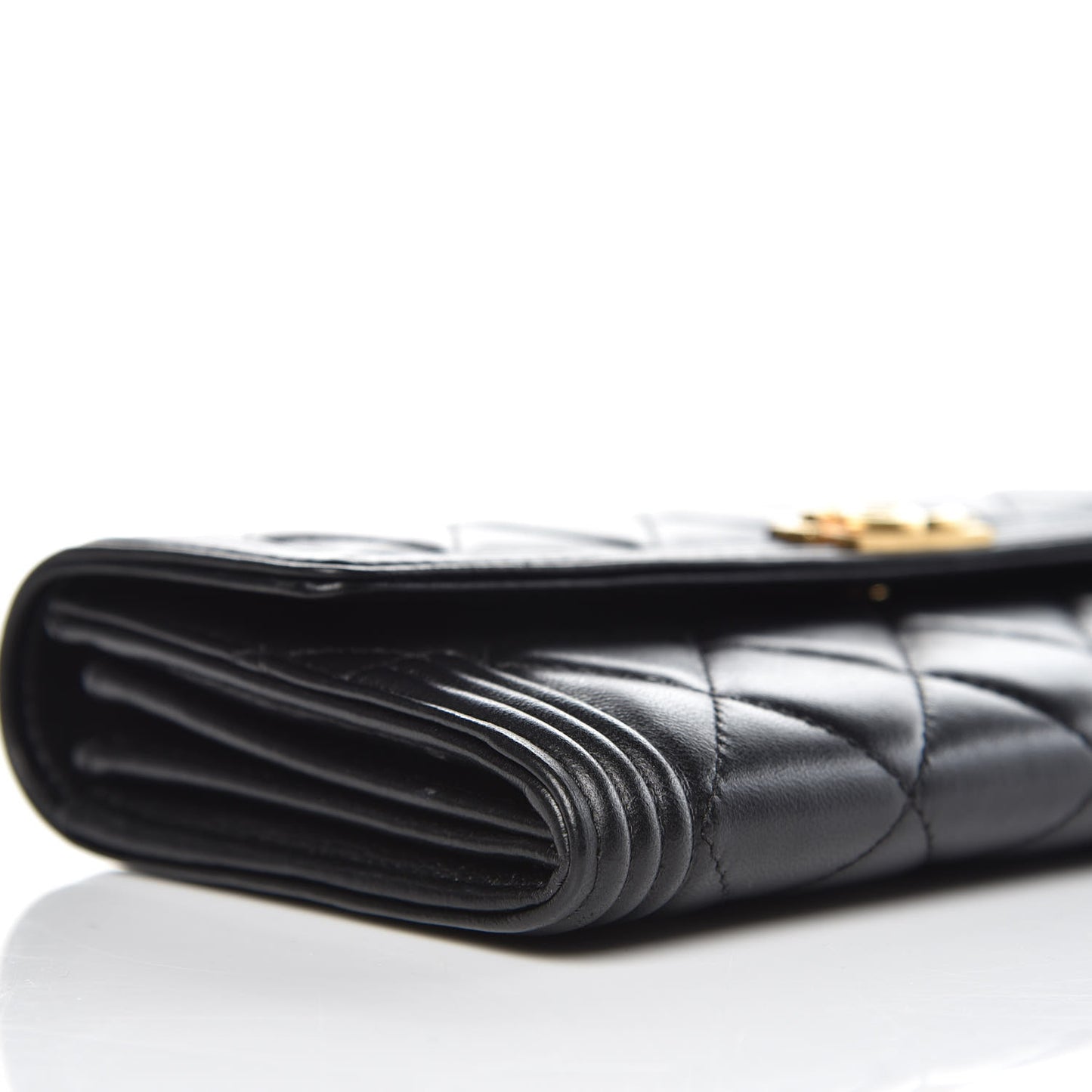 Lambskin Quilted Boy Flap Wallet Black