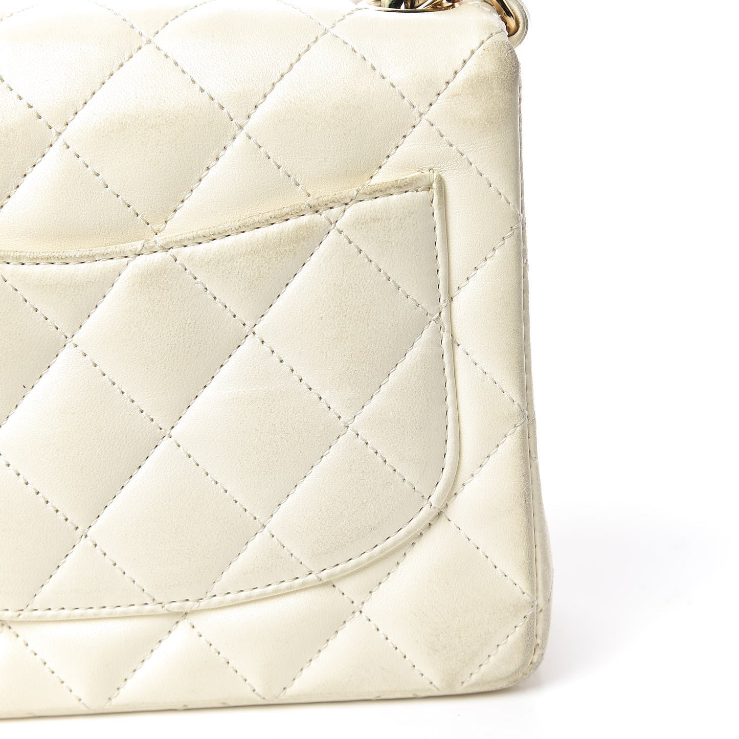 Lambskin Quilted Mini Square Flap White