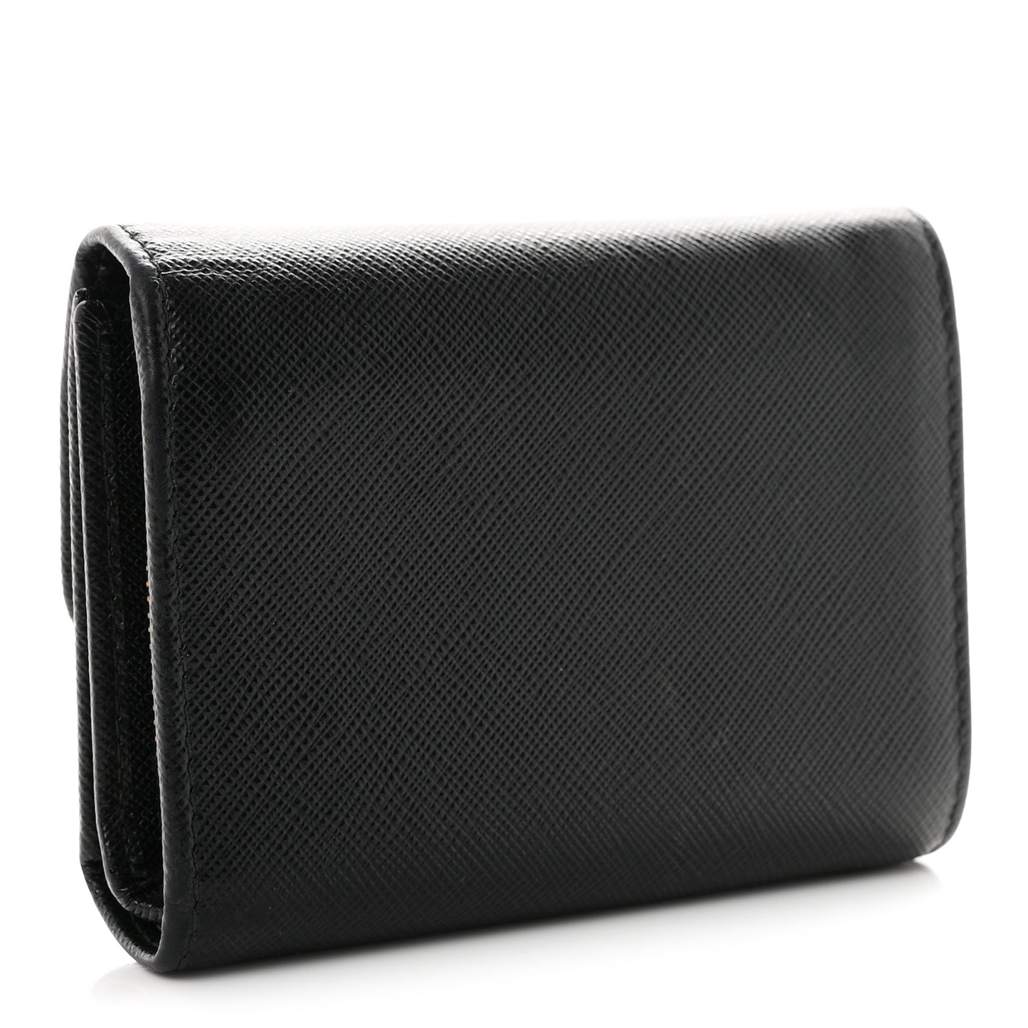 Saffiano Metal Tri-Fold Wallet Black