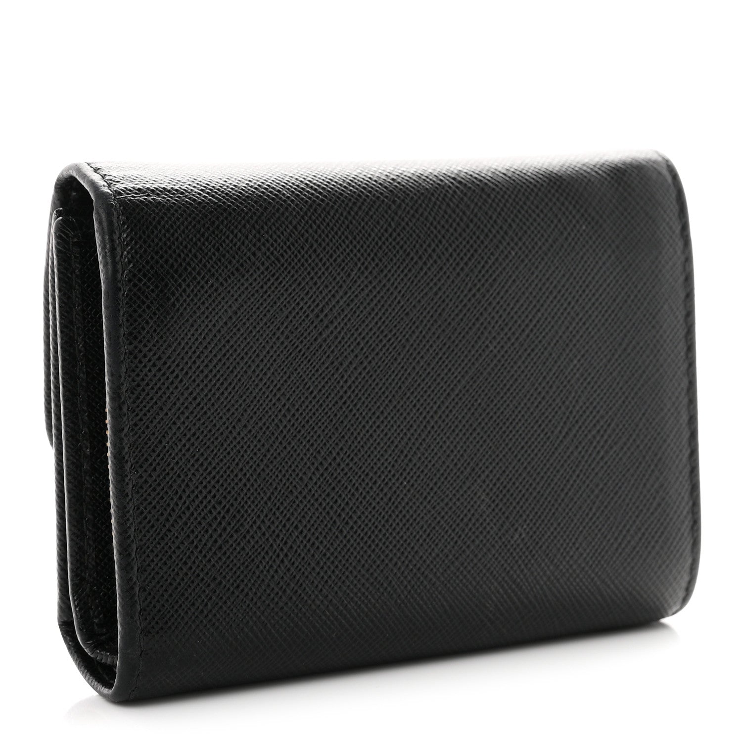 Prada Saffiano Metal Tri-Fold Wallet Black 3 of 7
