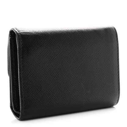 Prada Saffiano Metal Tri-Fold Wallet Black 3 of 7