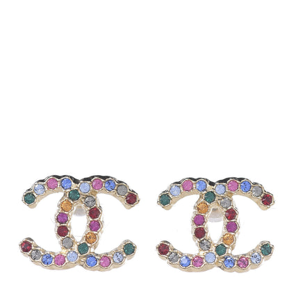 Chanel Crystal Over The Rainbow CC Earrings Gold Multicolor 1 of 3