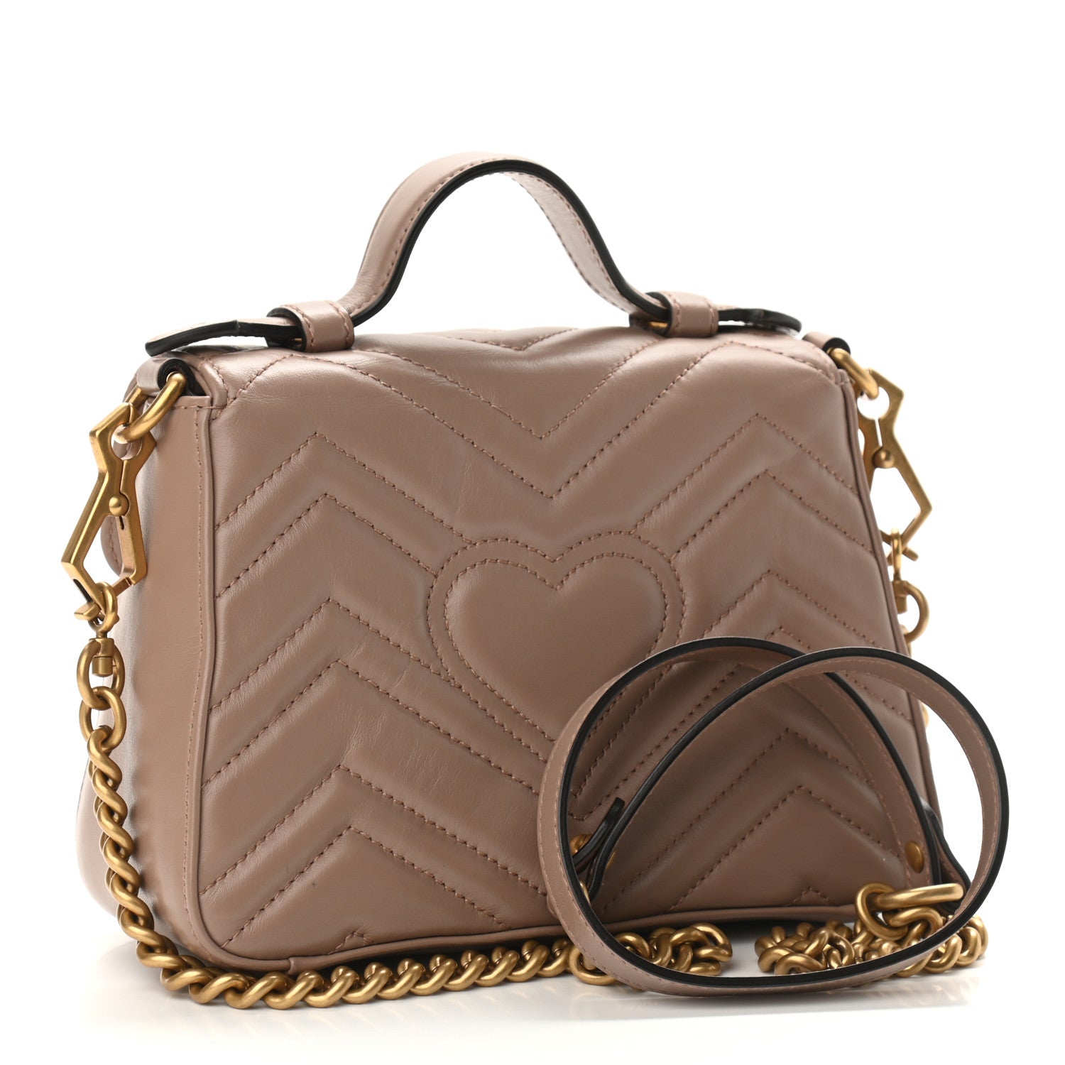 Gucci Calfskin Matelasse Mini GG Marmont Top Handle Shoulder Bag Porcelain Rose 3 of 10