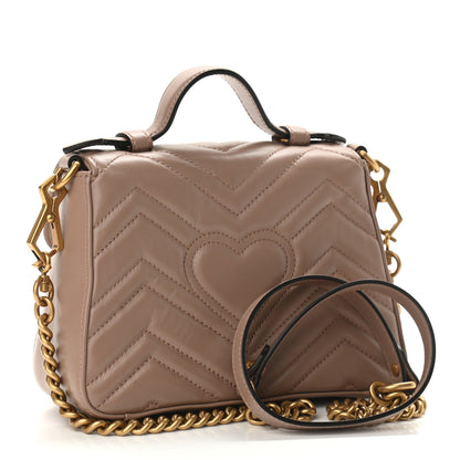 Gucci Calfskin Matelasse Mini GG Marmont Top Handle Shoulder Bag Porcelain Rose 3 of 10