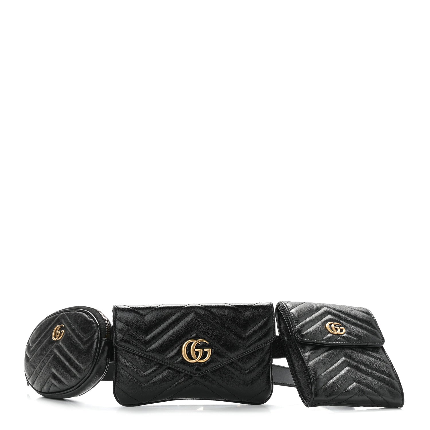 Gucci Calfskin Matelasse GG Marmont 2.0 Multi Belt Bag 85 34 Black 1 of 14