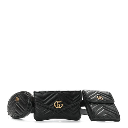 Gucci Calfskin Matelasse GG Marmont 2.0 Multi Belt Bag 85 34 Black 1 of 14