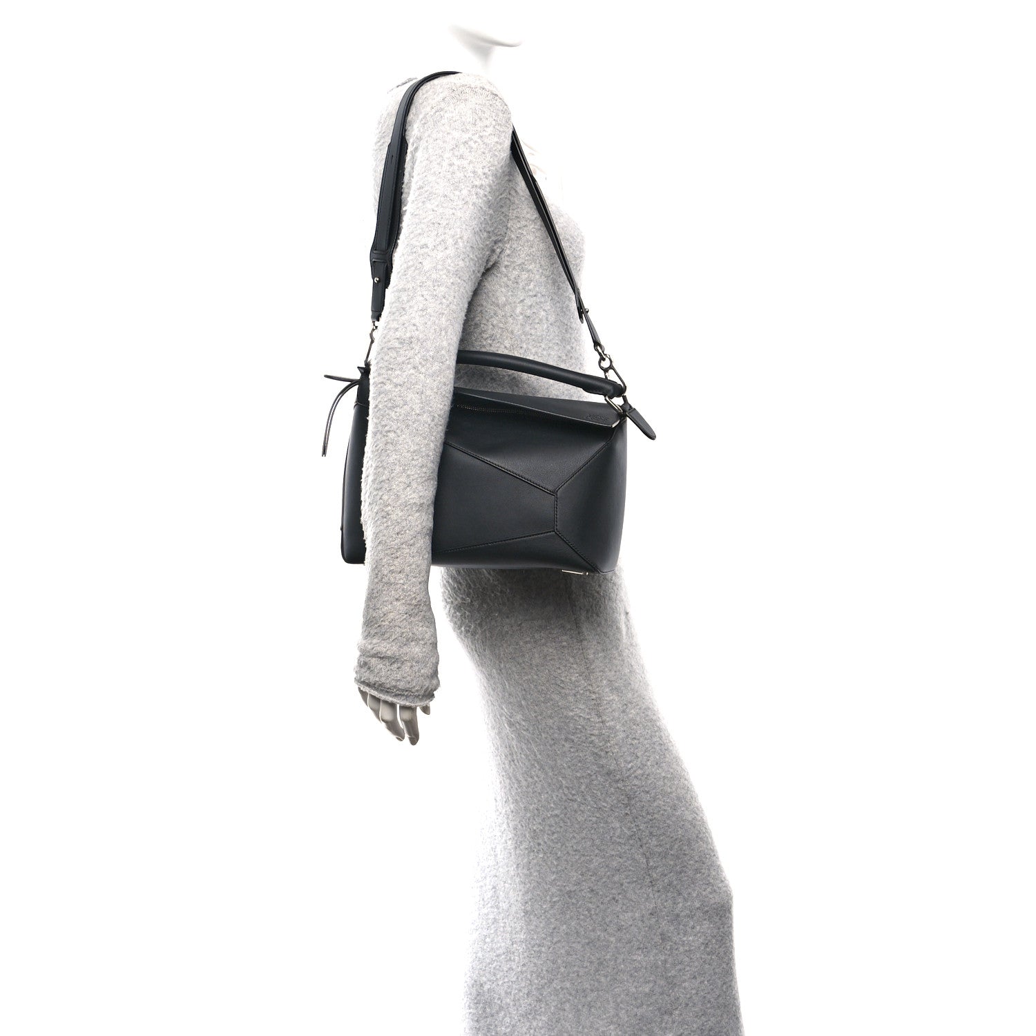 Loewe Calfskin Medium Puzzle Edge Bag Black 2 of 9