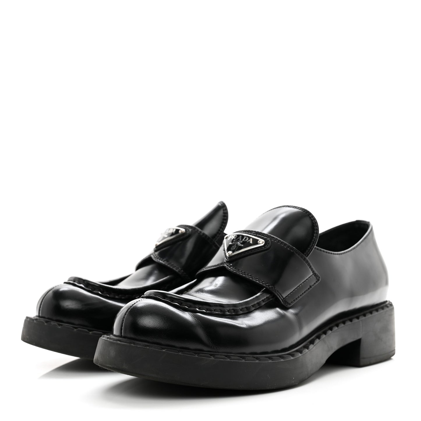 Spazzolato Metal Triangle Logo 50mm Loafers 39 Black