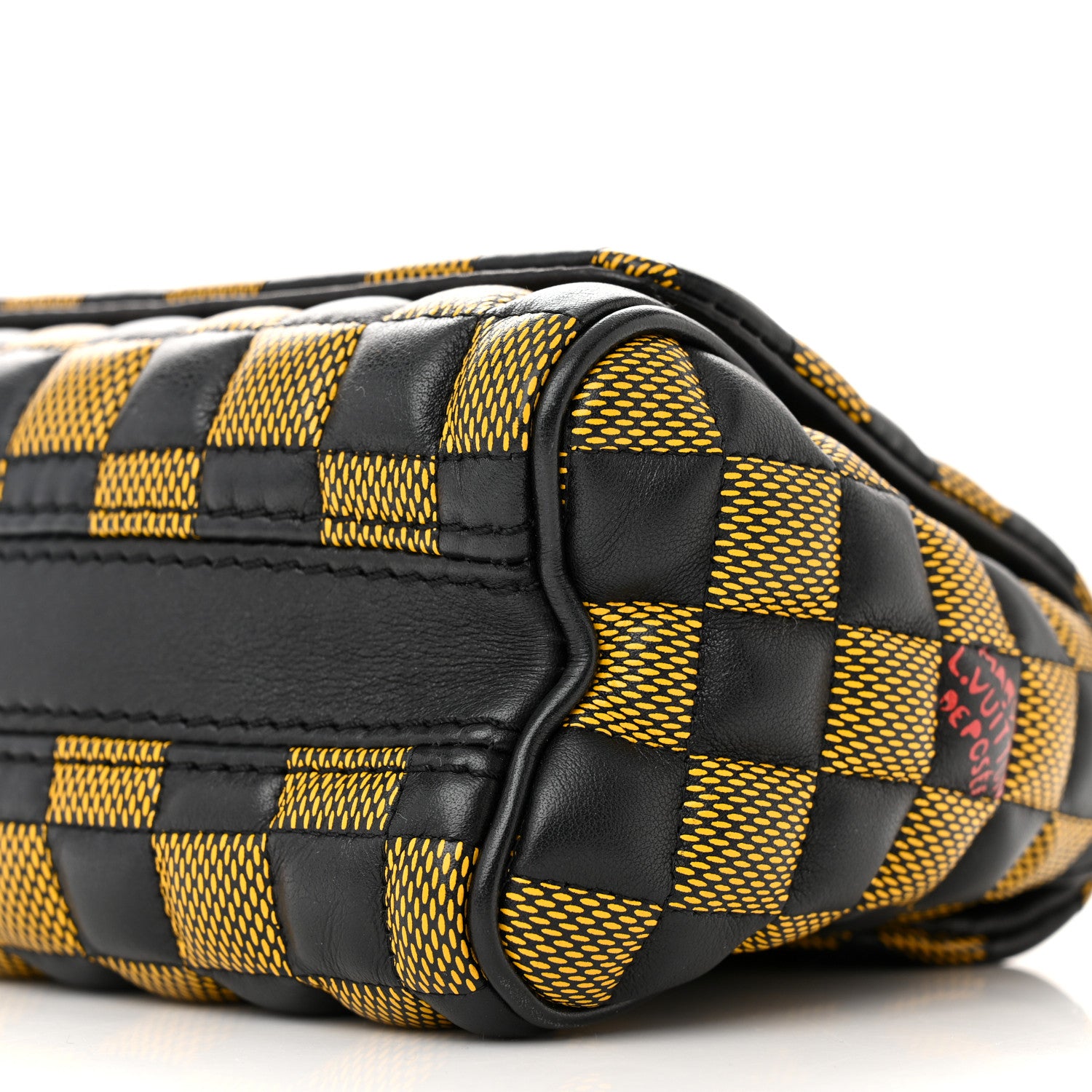 Louis Vuitton Calfskin Damier Twist Shoulder Bag BB Black Yellow 9 of 11
