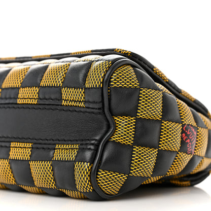 Louis Vuitton Calfskin Damier Twist Shoulder Bag BB Black Yellow 9 of 11