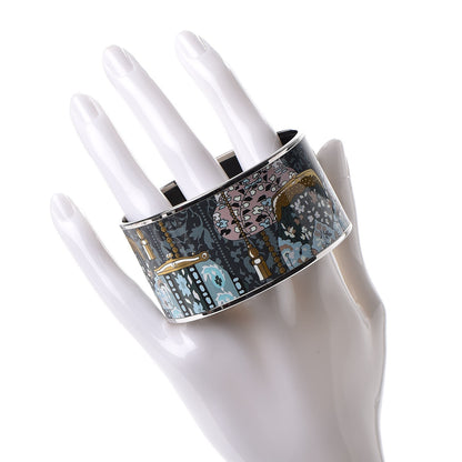 Hermes Enamel Printed Extra Wide Cachemire de Tamara Bracelet 65 2 of 5