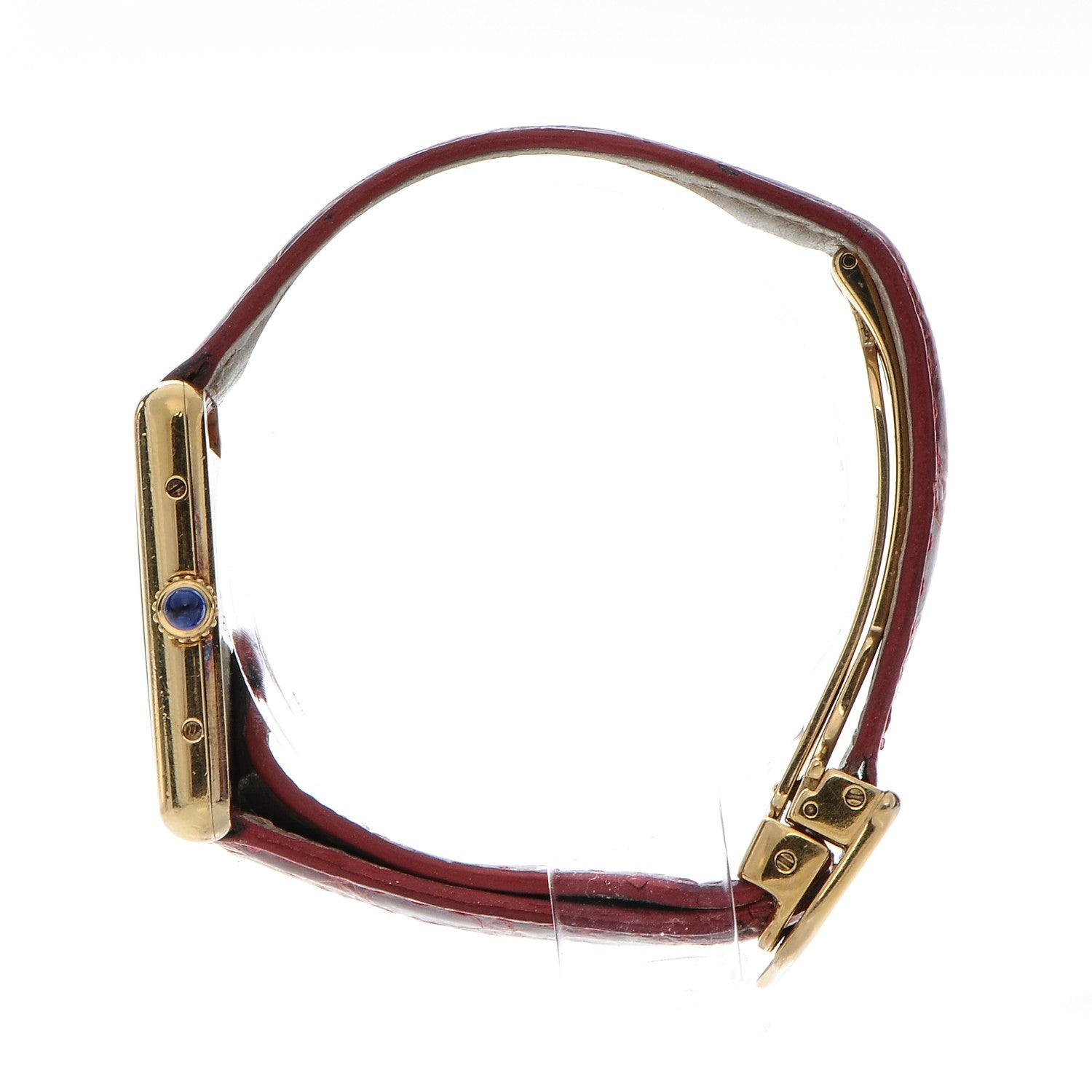 Cartier Sterling Silver Vermeil Alligator 20mm Must de Cartier Tank Quartz Watch Red 4 of 11
