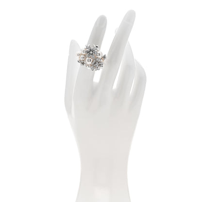 Mikimoto 18K White Gold Diamond Akoya Pearl Bloom Flower Ring 49 5 2 of 7