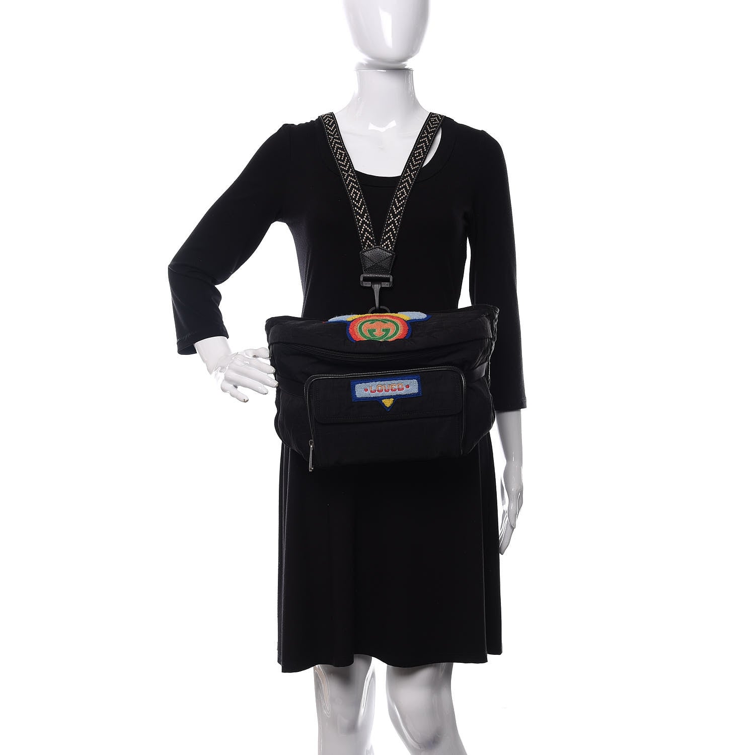 Gucci Nylon 80s Logo Patch Belt Bag Black 2 of 10
