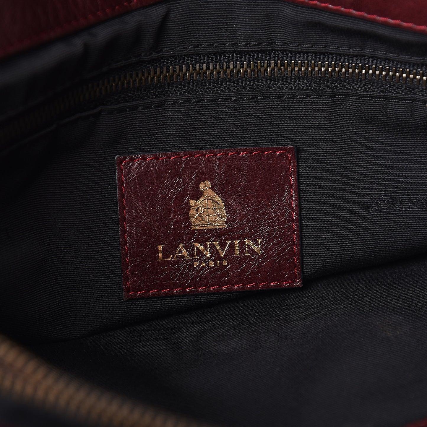 Crinkled Lambskin Tote Black Burgundy