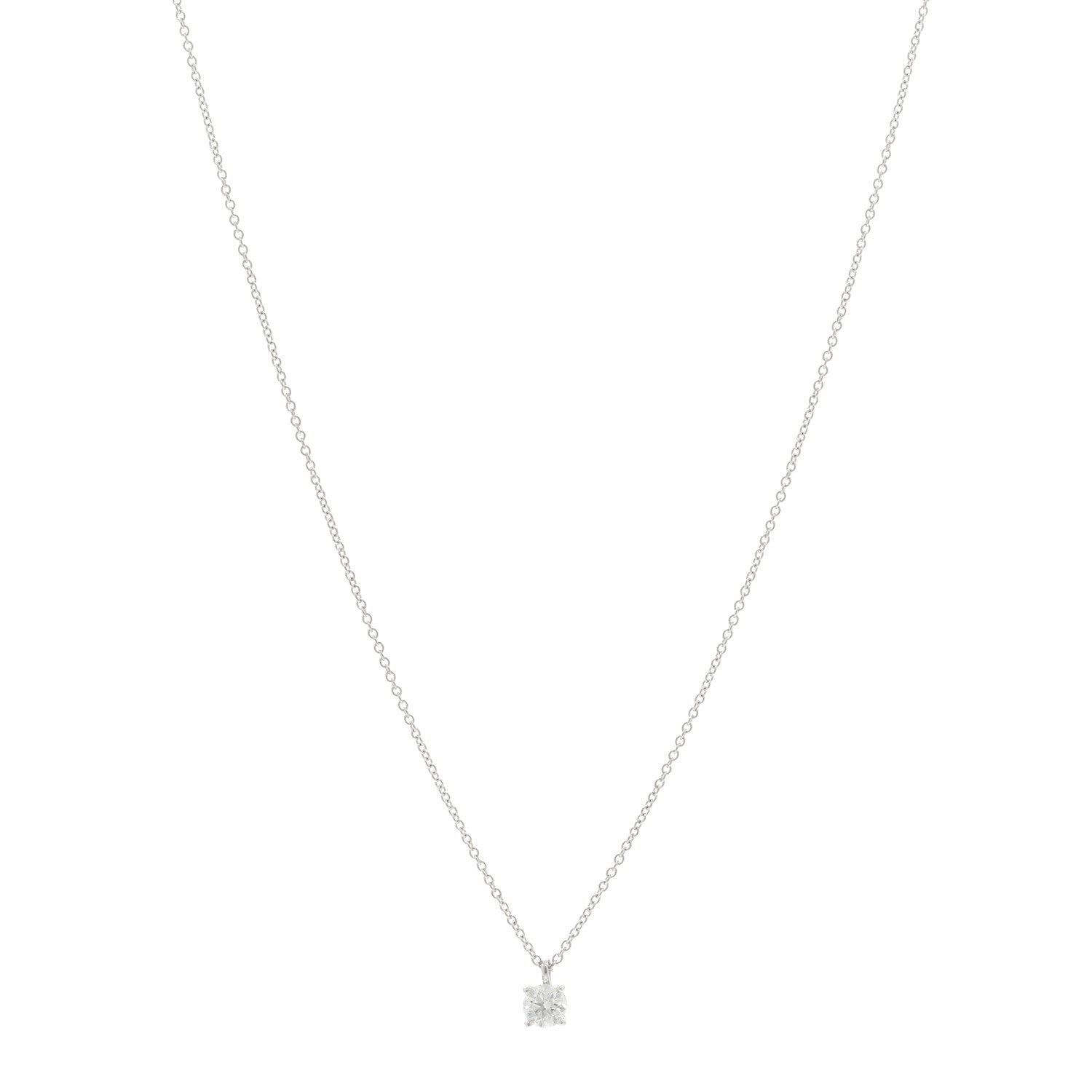 Tiffany Platinum Diamond .35ct Solitaire Pendant Necklace 1 of 5