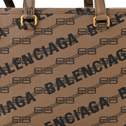 Balenciaga Coated Canvas BB Monogram Small Signature East West Shopper Bag Beige Brown 8 of 11